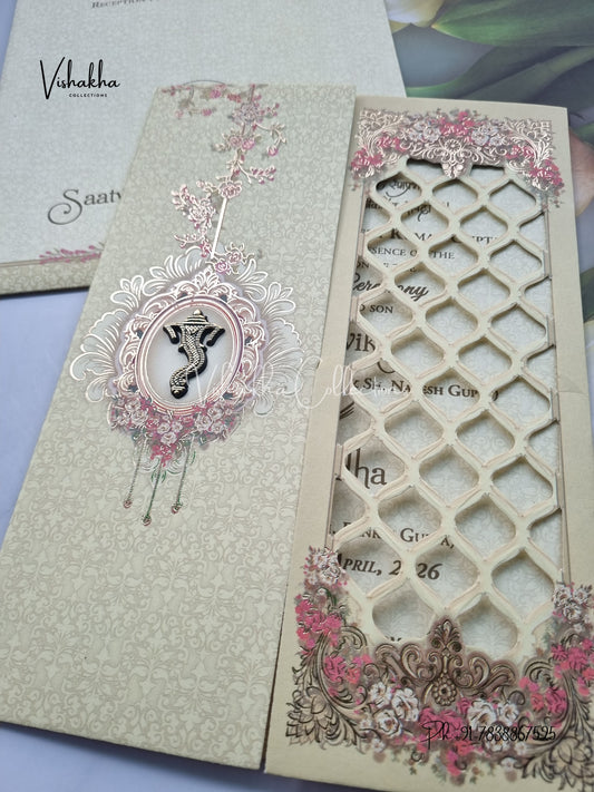 Flower Hindu Muslim Christian Sikh invitation Cards CR-7016