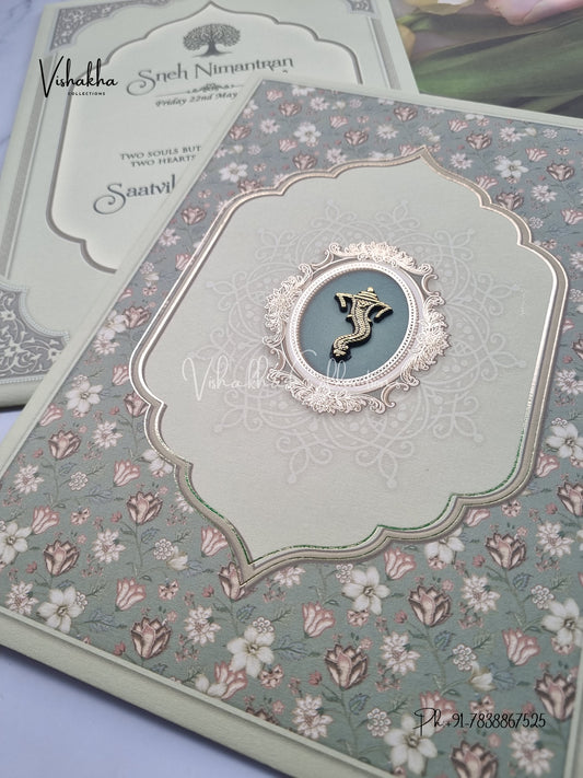 Flower Hindu Muslim Christian Sikh invitation Cards CR-7025