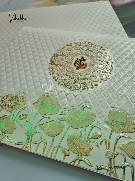 Semi Box Ganesh Ji Hindu Sikh invitation Cards CR-702C