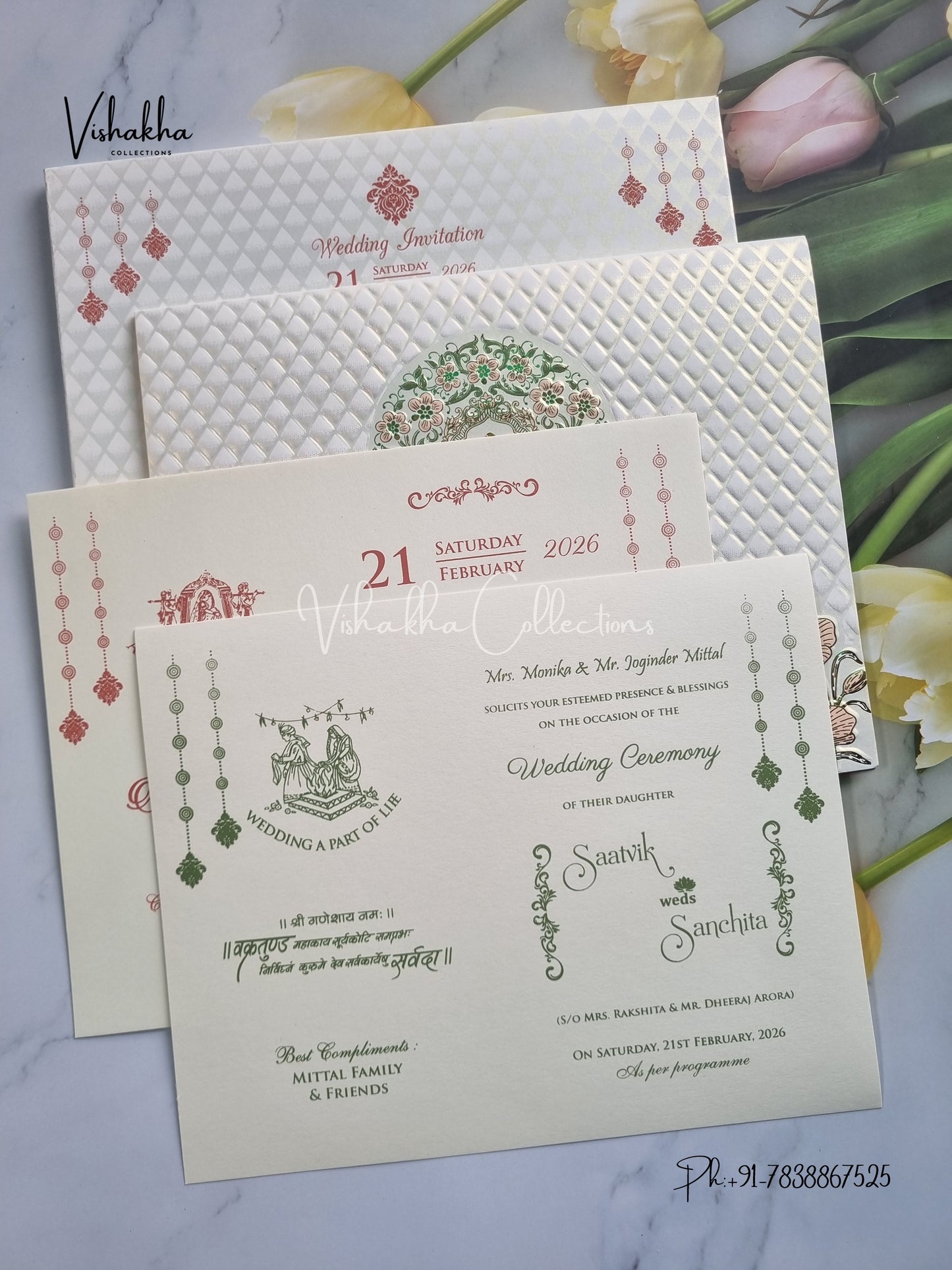 Semi Box Ganesh Ji Hindu Sikh invitation Cards CR-702P-1