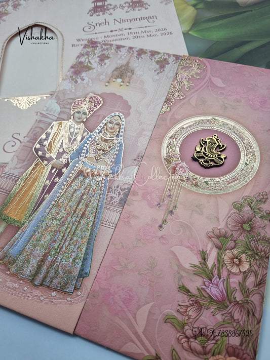 Dulah Dulhan Double Door Hindu Sikh invitation Cards CR-7037