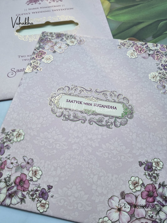 Flower Hindu Muslim Christian Sikh invitation Cards CR-7039