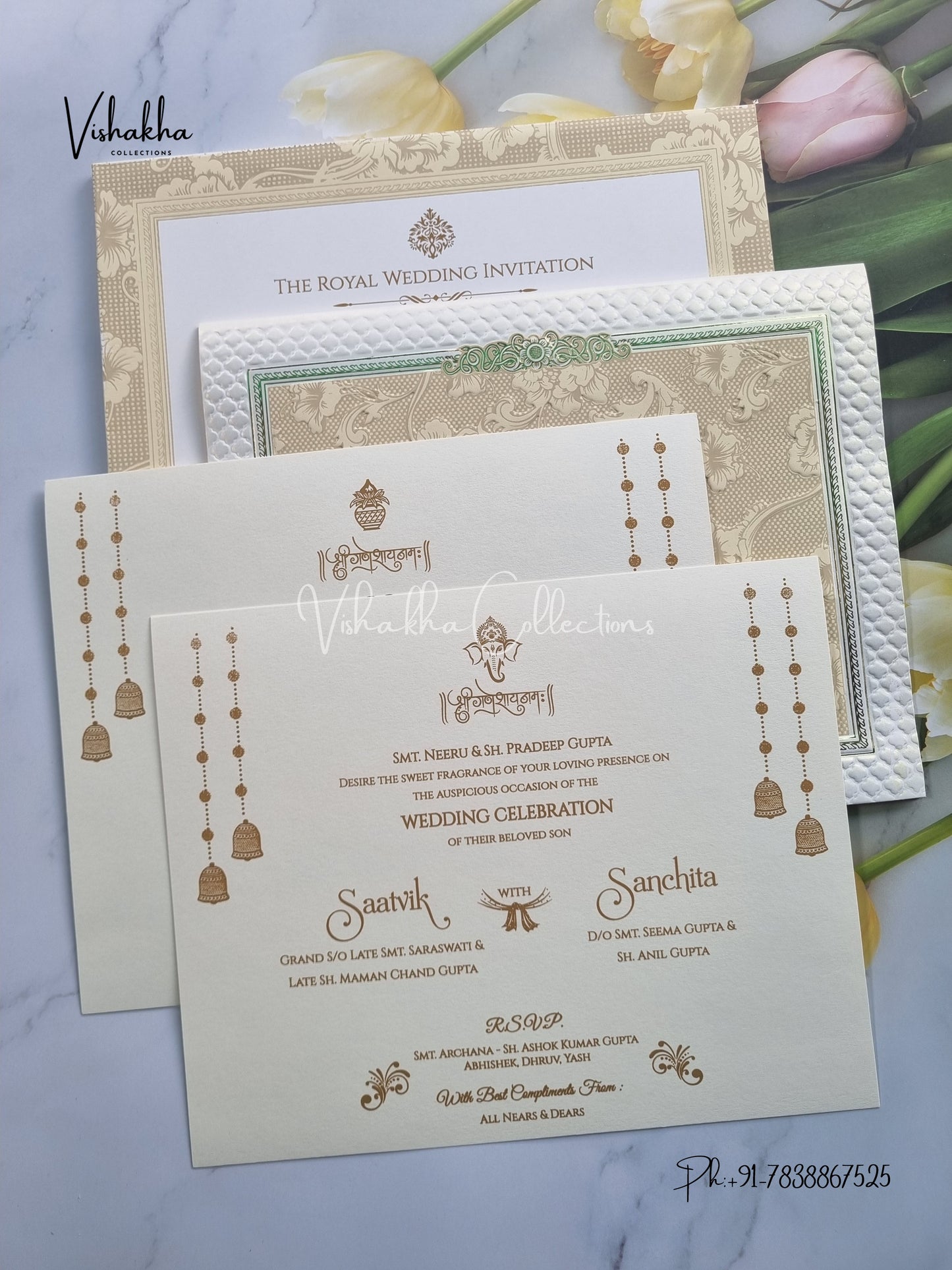Semi Box Hindu Muslim Christian Sikh invitation Cards CR-703C
