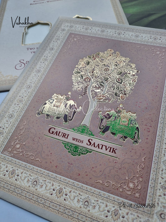 Wisdom Tree Hathi Hindu Sikh invitation Cards CR-7041