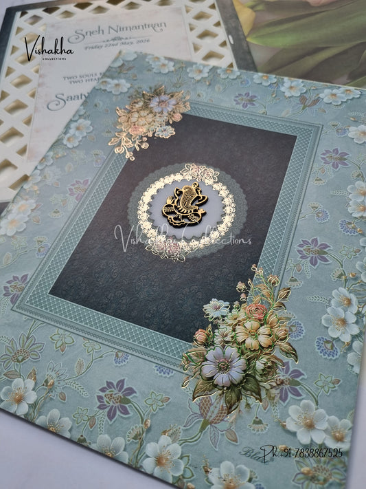 Flower Hindu Muslim Christian Sikh invitation Cards CR-7043