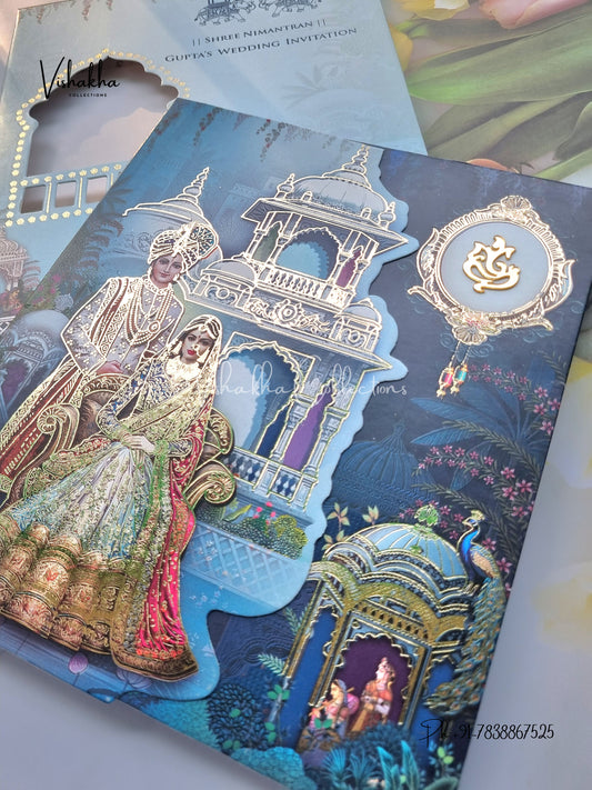 Semi Box Dulah Dulhan Hindu Sikh invitation Cards CR-7056