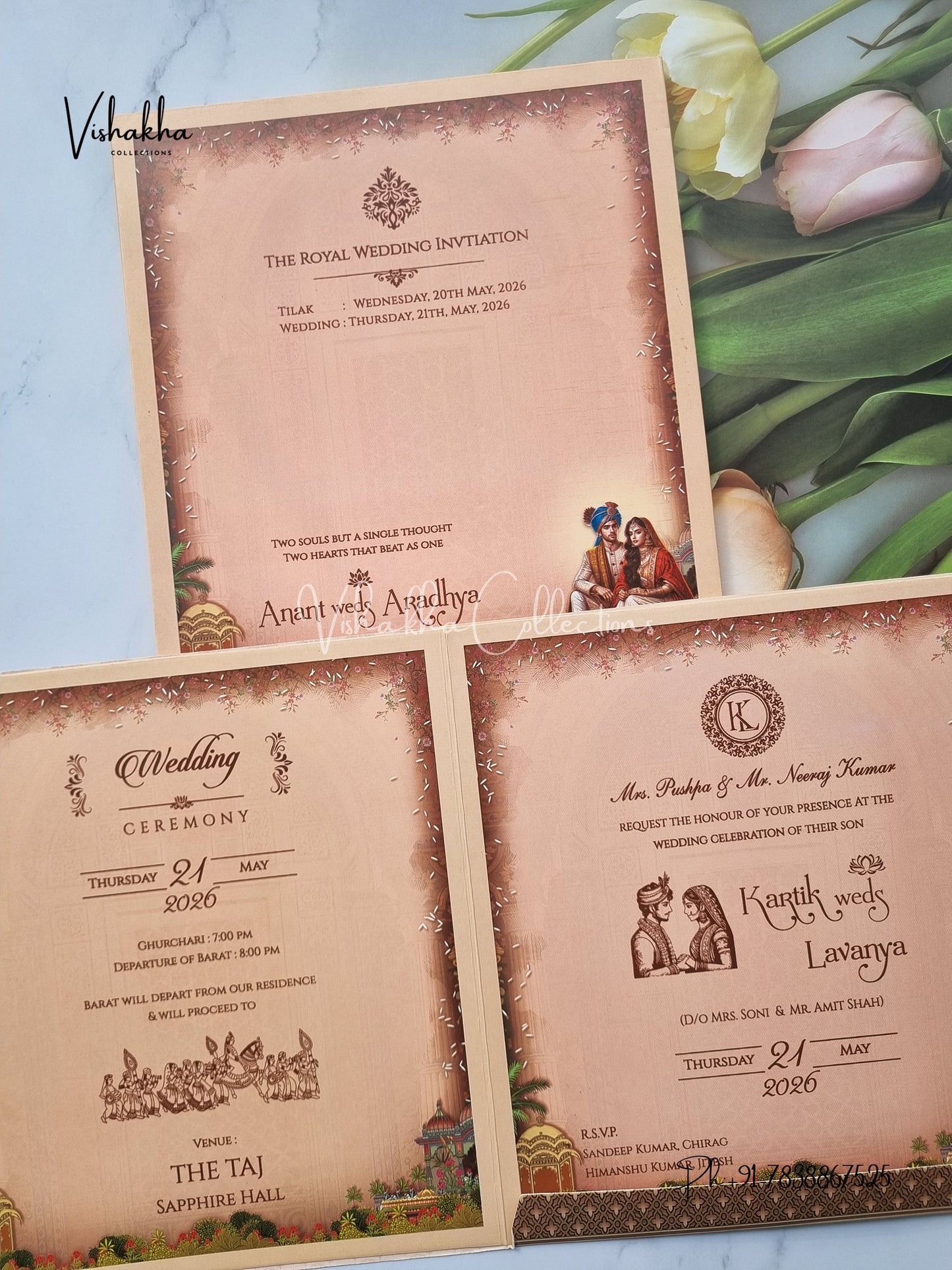 Semi Box Dulah Dulhan Hindu Sikh invitation Cards CR-7059