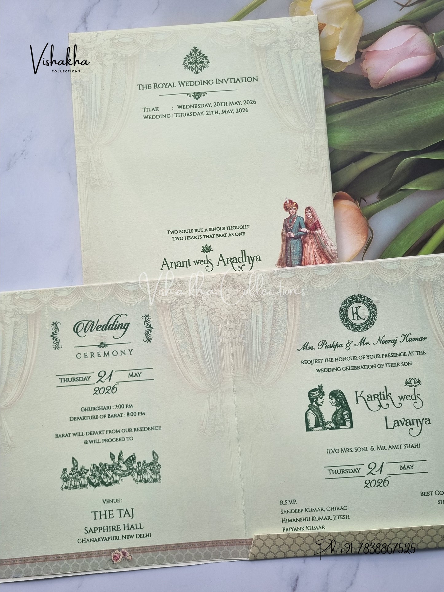 Semi Box Dulah Dulhan Hindu Sikh invitation Cards CR-7060