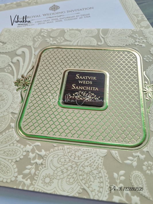 Semi Box Hindu Muslim Christian Sikh invitation Cards CR-706C