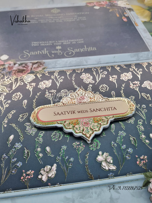 Semi Box Flower Hindu Muslim Christian Sikh invitation Cards CR-7070