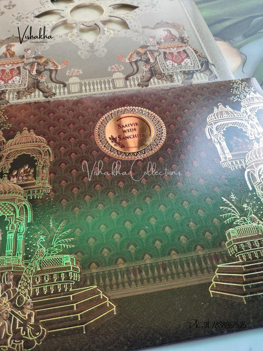 Barat Hathi Dulah Dulhan Hindu Sikh Carry Bag invitation Cards CR-7074