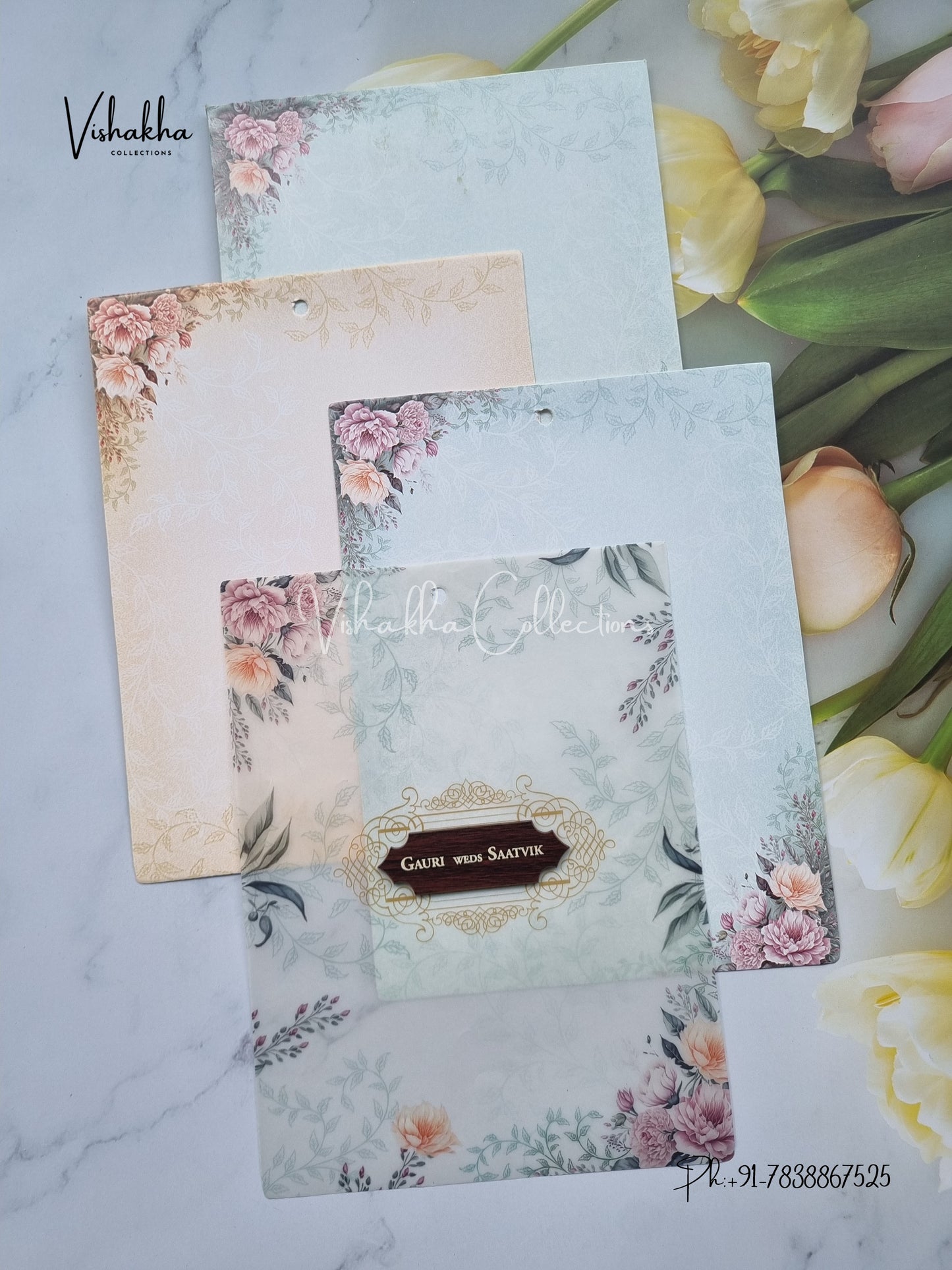 Flower Hindu Muslim Christian Sikh invitation Cards CR-7077