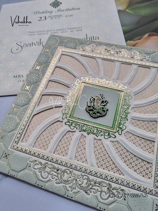 Flower Hindu Muslim Christian Sikh invitation Cards CR-708