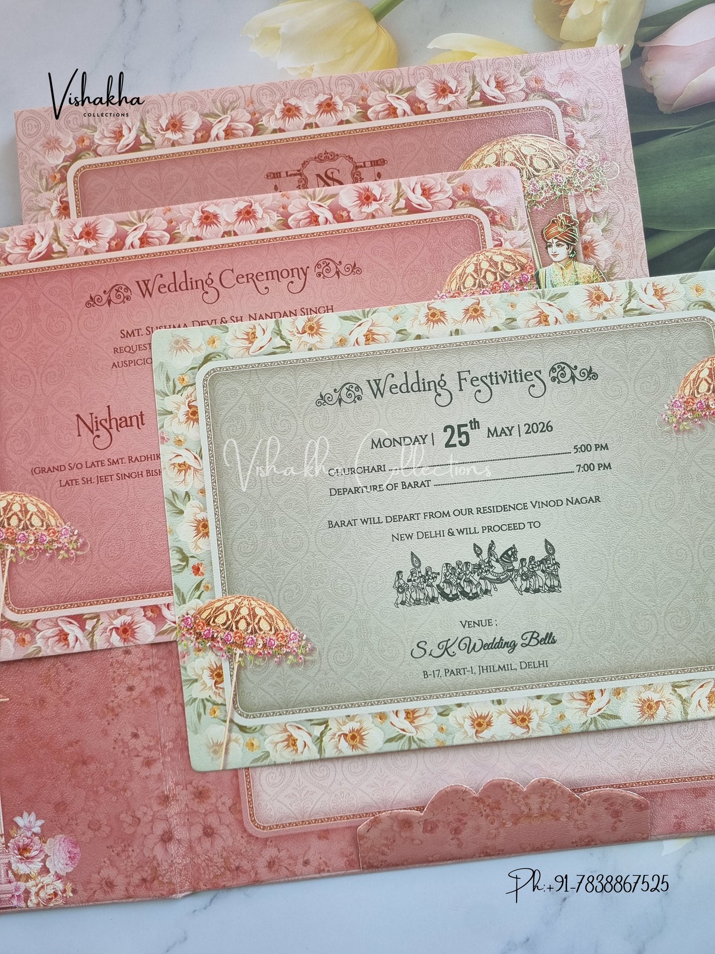 Dulah Dulhan Hindu Sikh Padded invitation Cards CR-7088