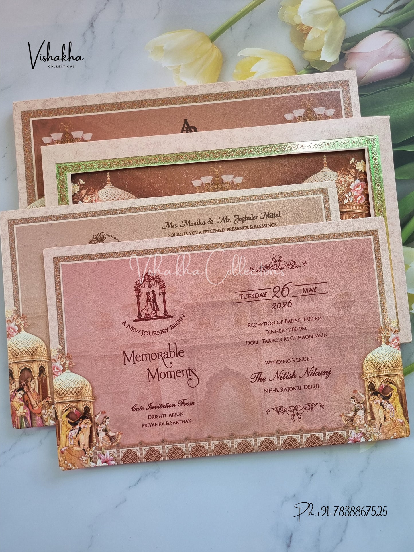 Hathi Dulah Dulhan Hindu Sikh Padded invitation Cards CR-7089