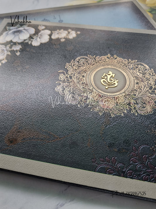 Flower Hindu Muslim Christian Sikh Padded invitation Cards CR-7096