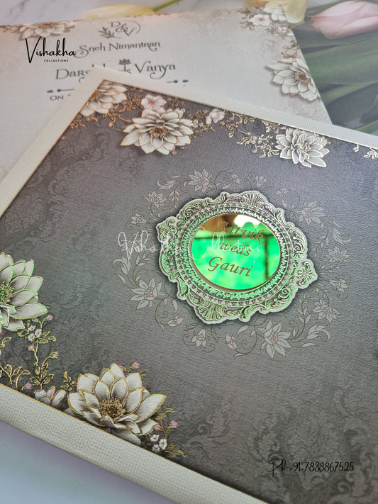 Flower Hindu Muslim Christian Sikh Padded invitation Cards CR-8004-FOAM