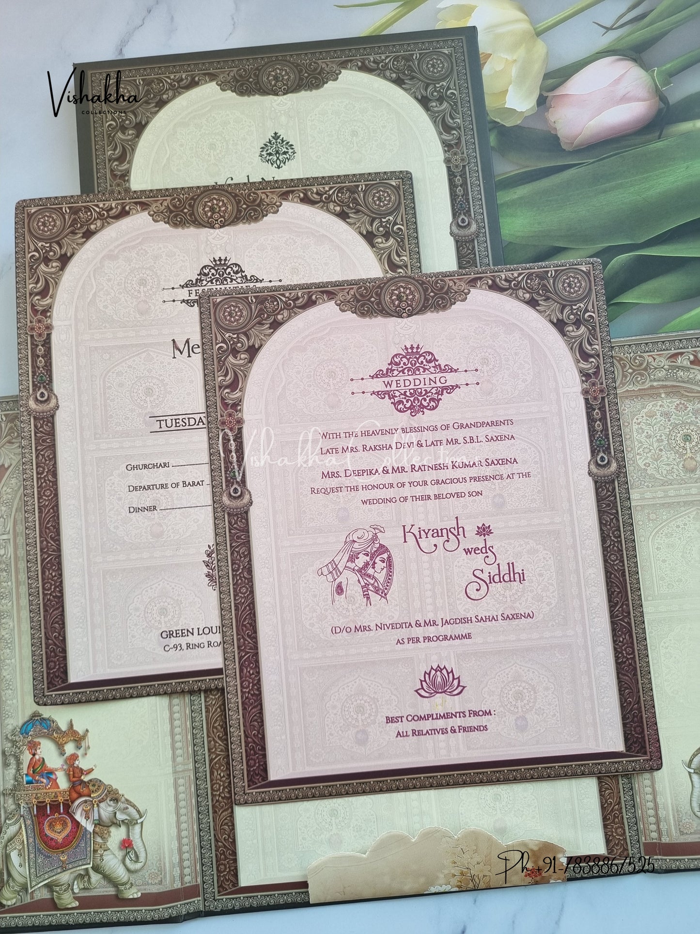 Dulah Dulhan Hindu Sikh Padded invitation Cards CR-8008