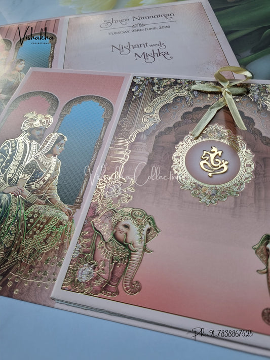 Hathi Dulah Dulhan Hindu Sikh invitation Cards CR-8039