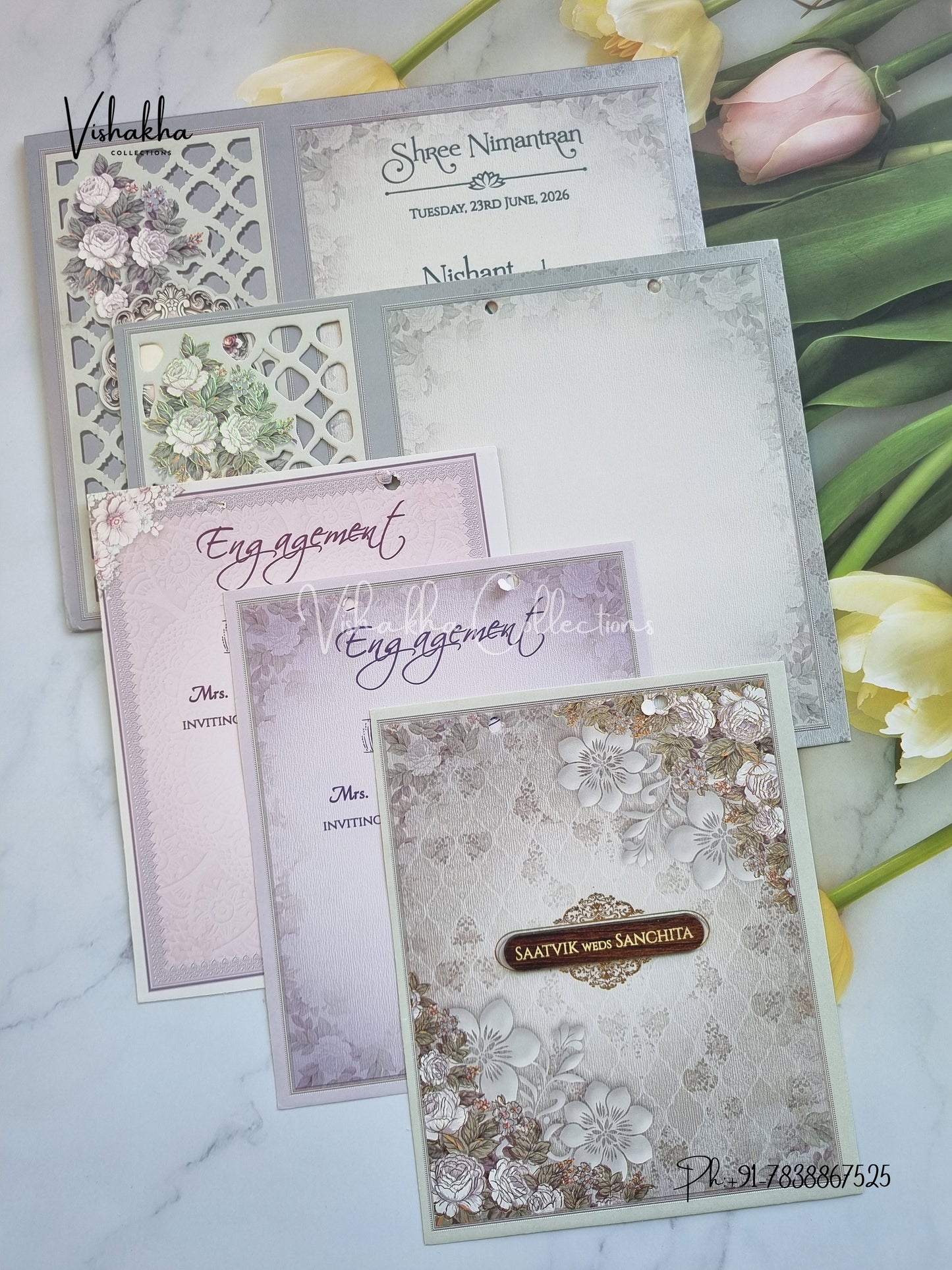 Ganesh Ji Flower Hindu Sikh invitation Cards CR-8040