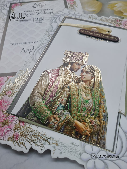 Semi Box Dulah Dulhan Hindu Sikh invitation Cards CR-8046