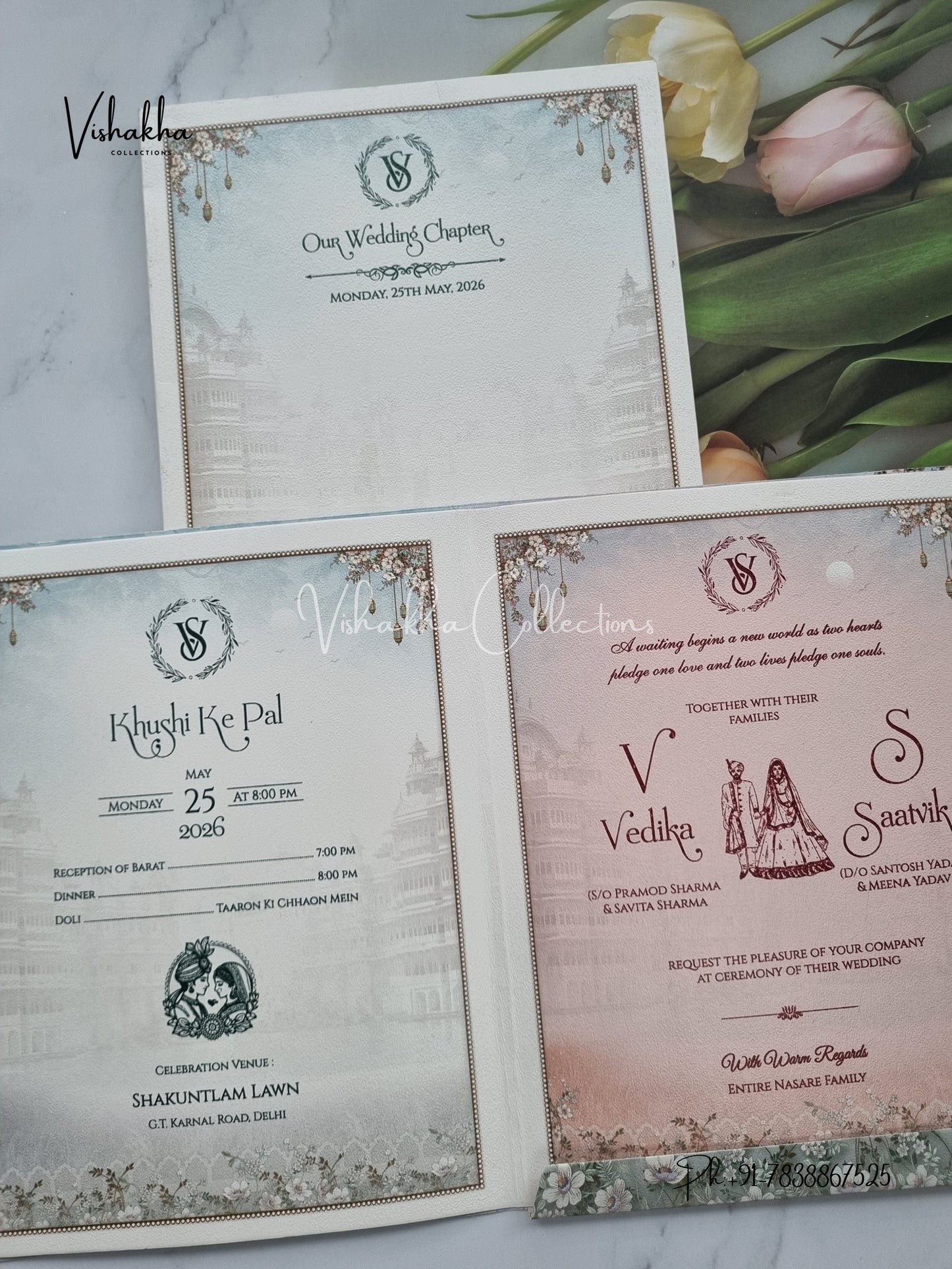 Semi Box Hathi Hindu Sikh invitation Cards CR-8054