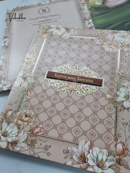 Semi Box Flower Hindu Muslim Christian Sikh invitation Cards CR-8056