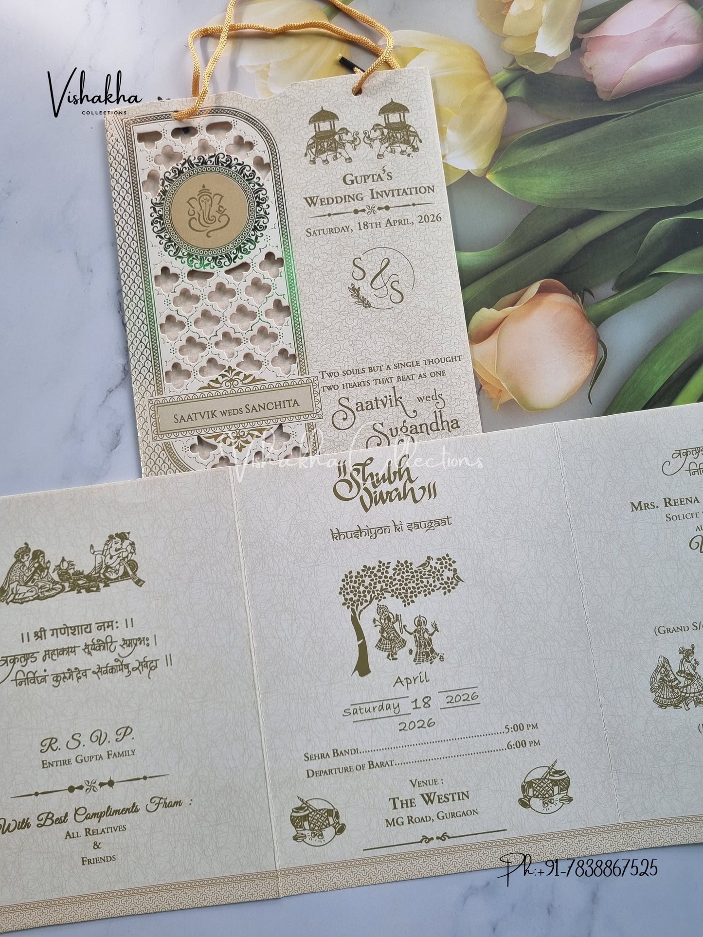 Ganesh Ji Hindu Sikh Carry Bag invitation Cards CR-8064