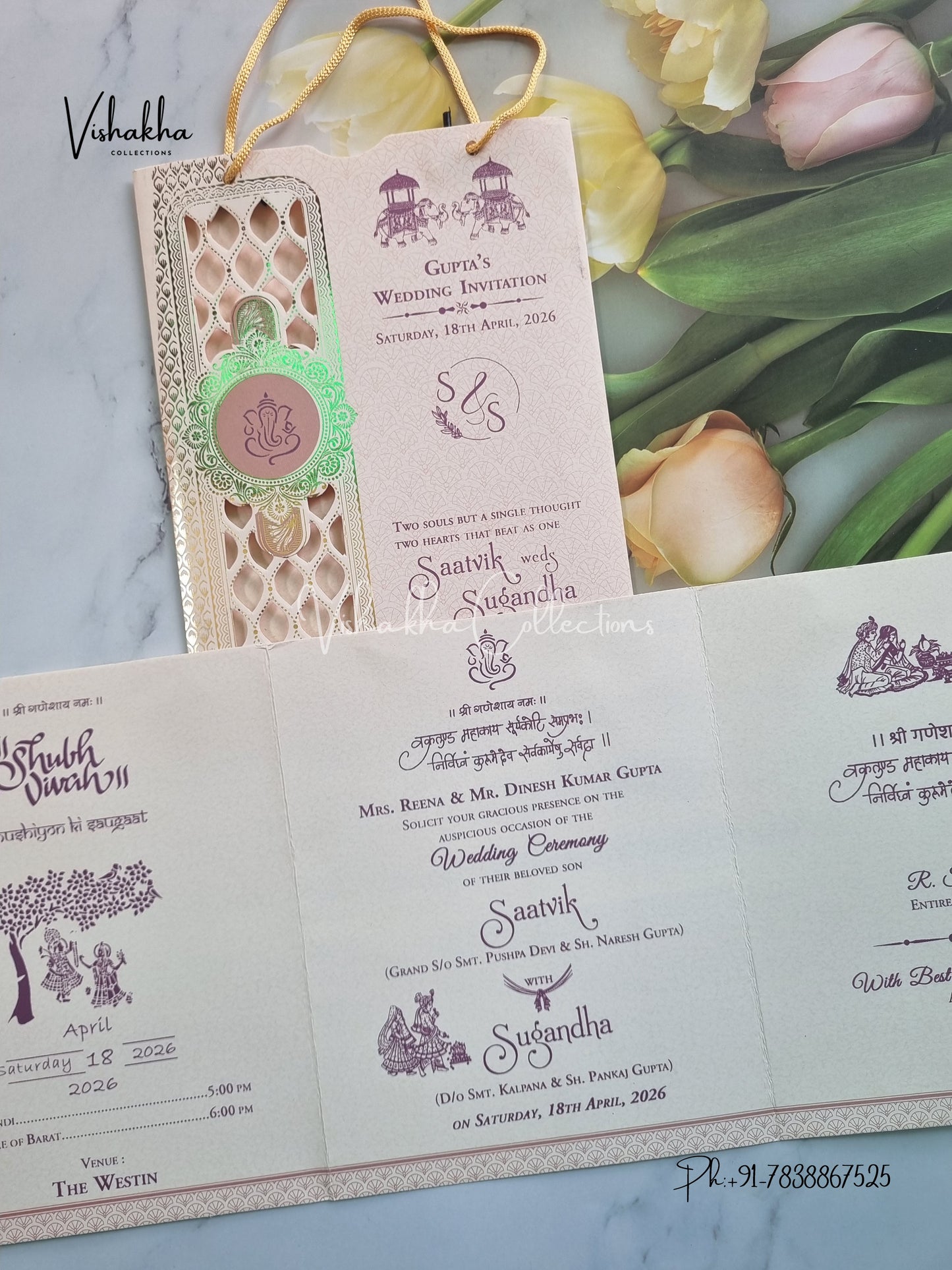 Ganesh Ji Hindu Sikh Carry Bag invitation Cards CR-8070