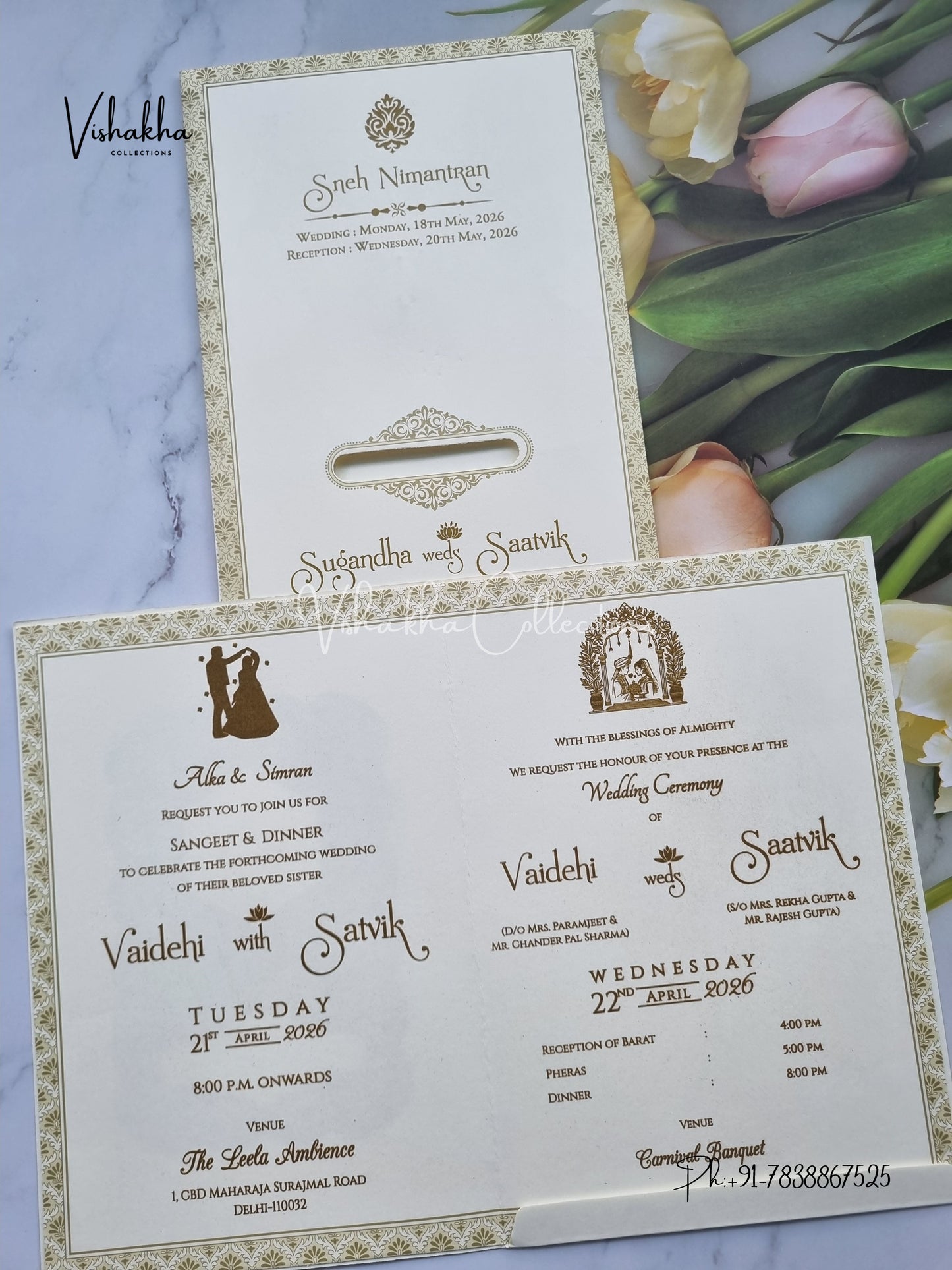 Flower Hindu Muslim Christian Sikh invitation Cards CR-8079P