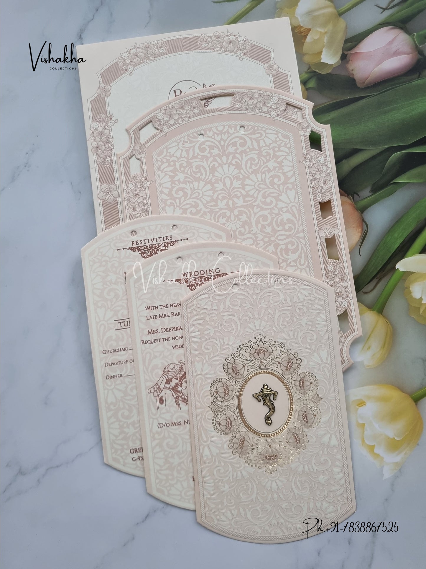 Semi Box Hindu Muslim Christian Sikh invitation Cards CR-8081P