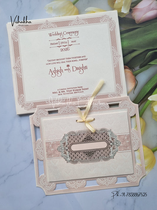 Semi Box Hindu Muslim Christian Sikh invitation Cards CR-8083