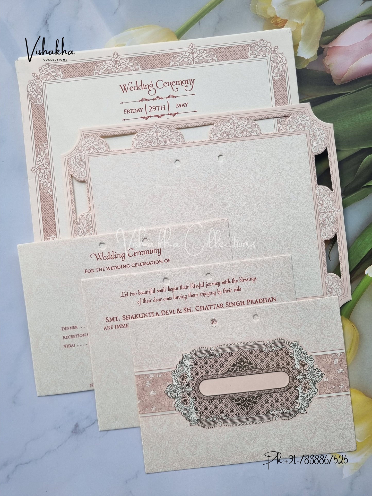Semi Box Hindu Muslim Christian Sikh invitation Cards CR-8083