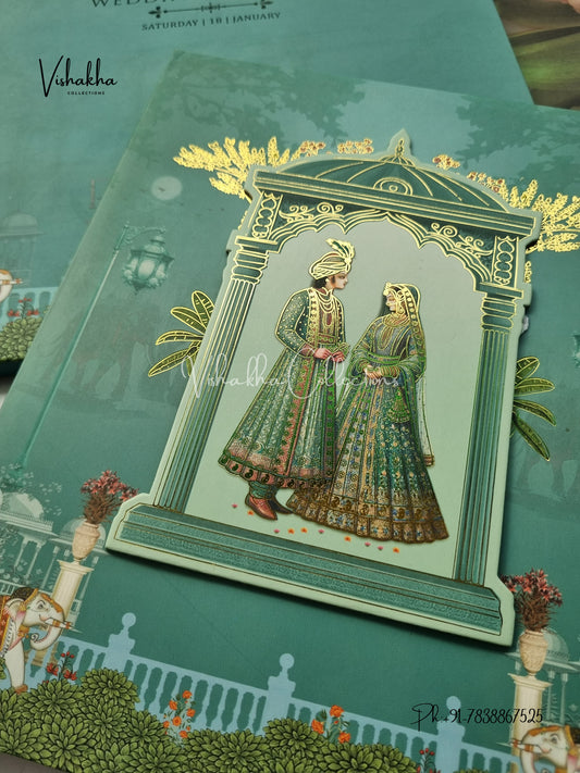 Semi Box Dulah Dulhan Hindu Sikh Padded invitation Cards EJ-5001