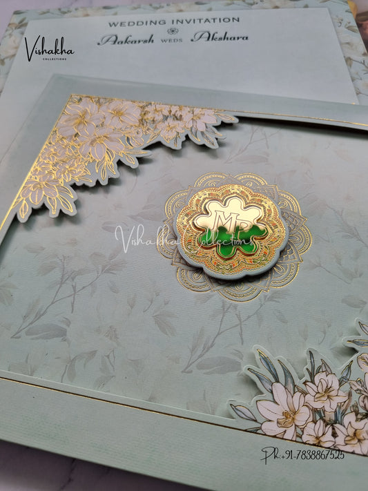 Flower Hindu Muslim Christian Sikh Padded invitation Cards EJ-5004