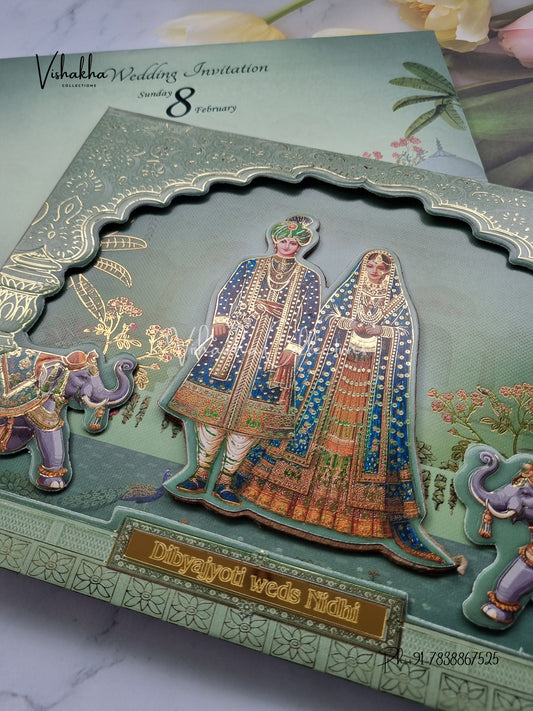 Barat Dulah Dulhan Hindu Sikh Padded invitation Cards EJ-5008