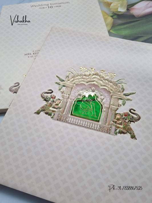 Hathi Hindu Sikh Padded invitation Cards EJ-5012