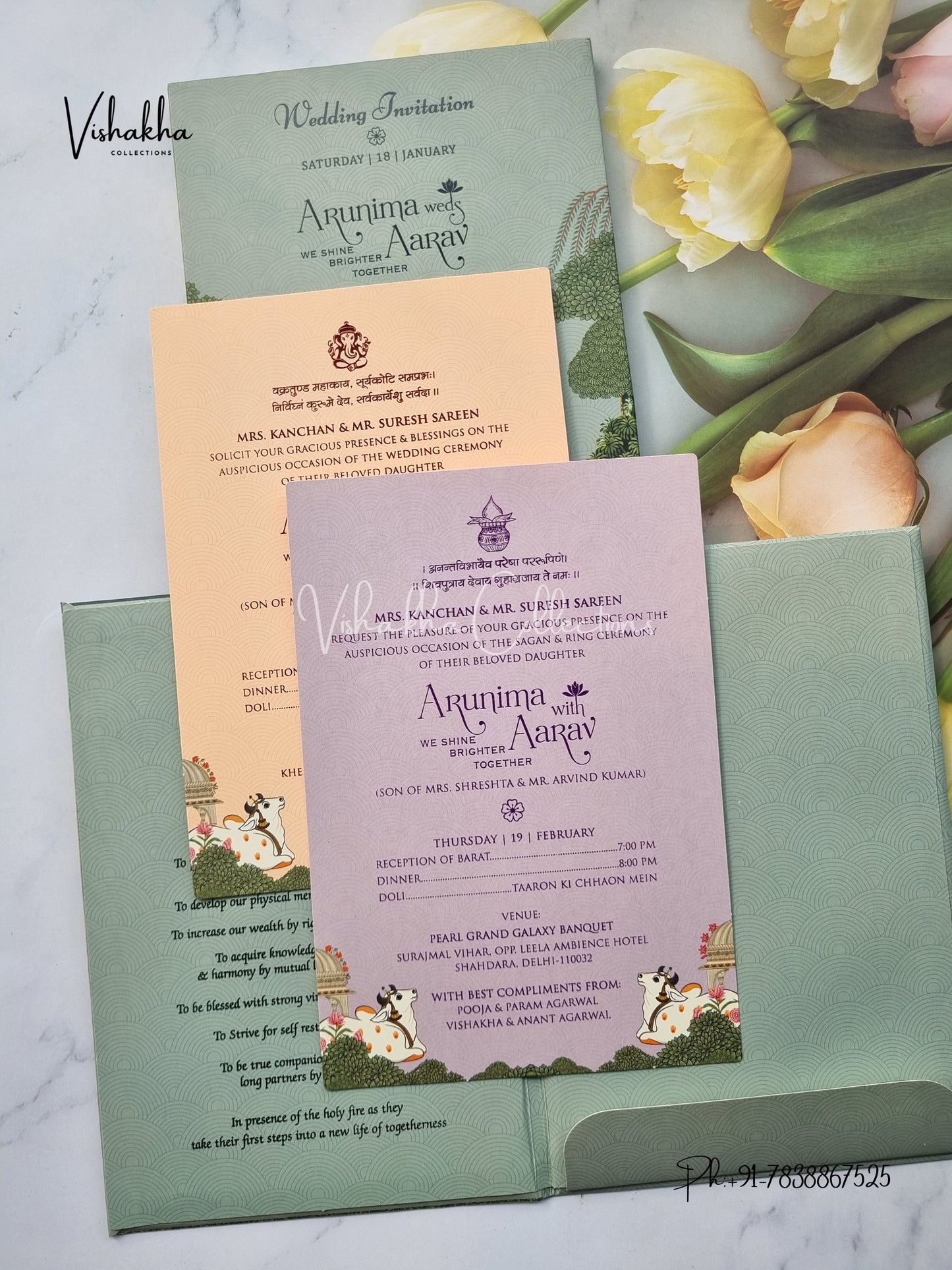 Semi Box Hindu Padded invitation Cards EJ-5031