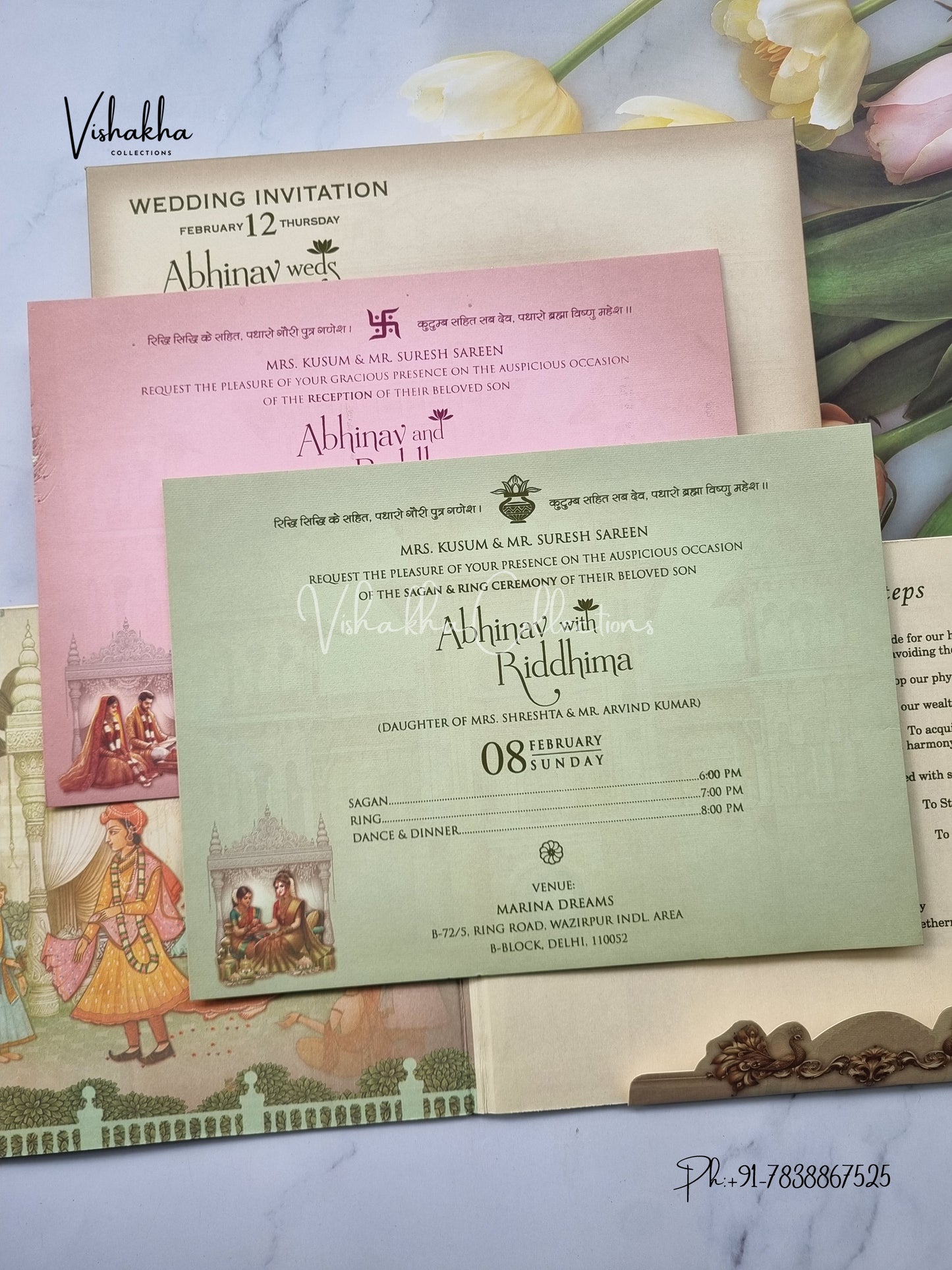 Barat Dulah Dulhan Hindu Sikh Padded invitation Cards EJ-5055