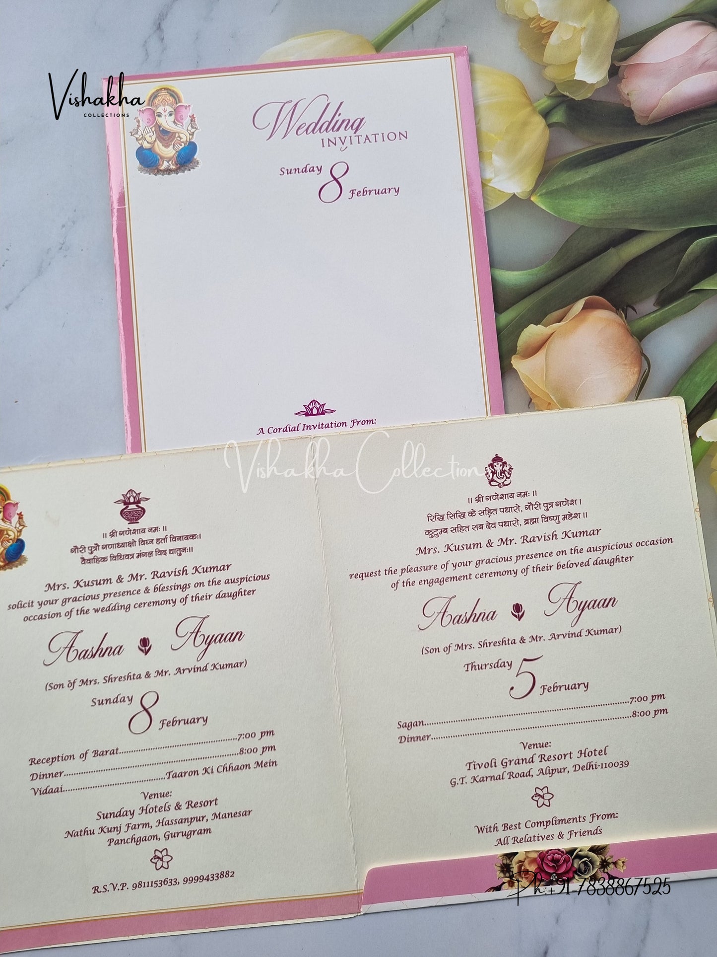 Ganesh Ji Dulah Dulhan Hindu invitation Cards EJ-5070