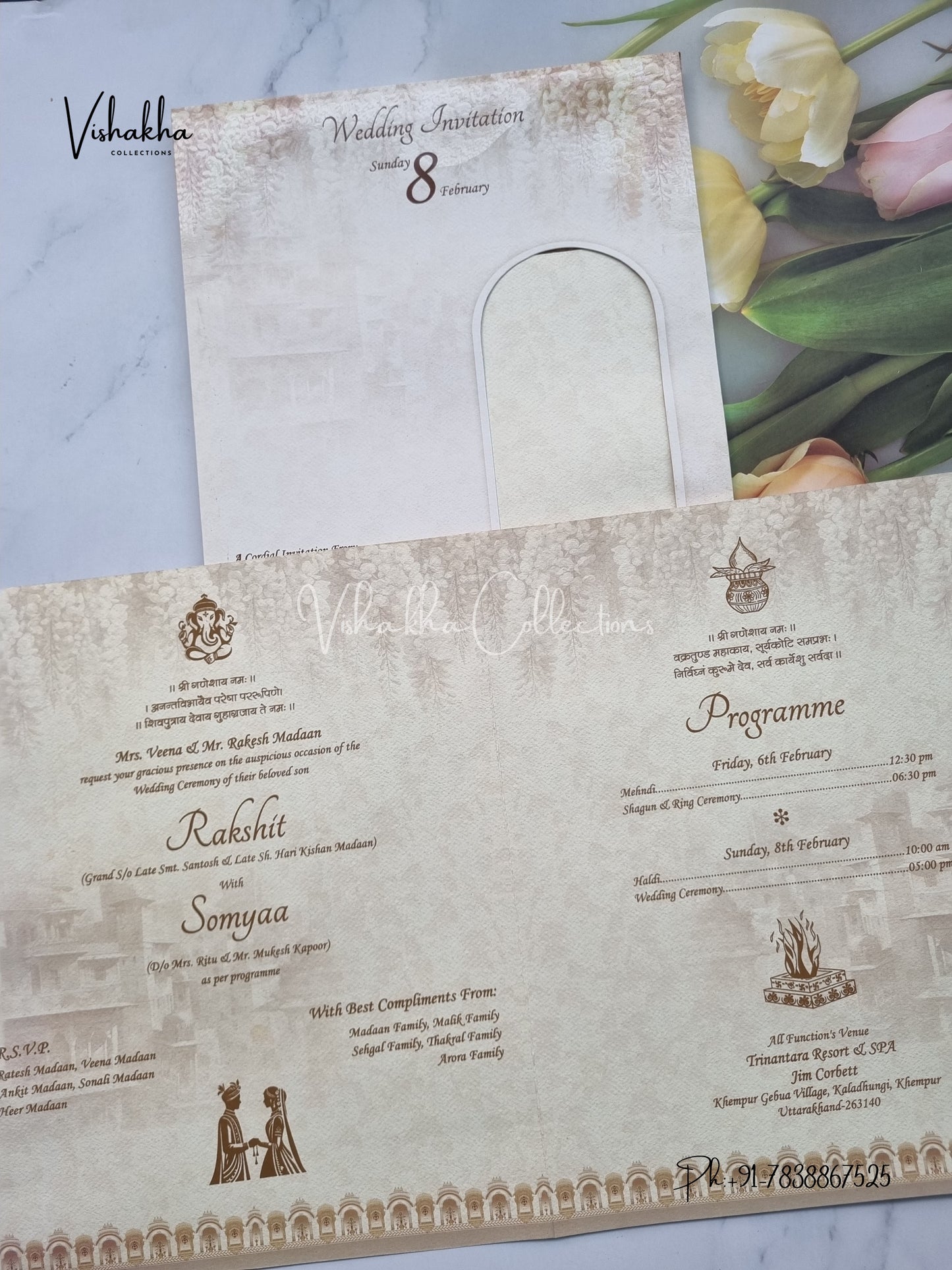 Ganesh Ji Dulah Dulhan Hindu invitation Cards EJ-5084