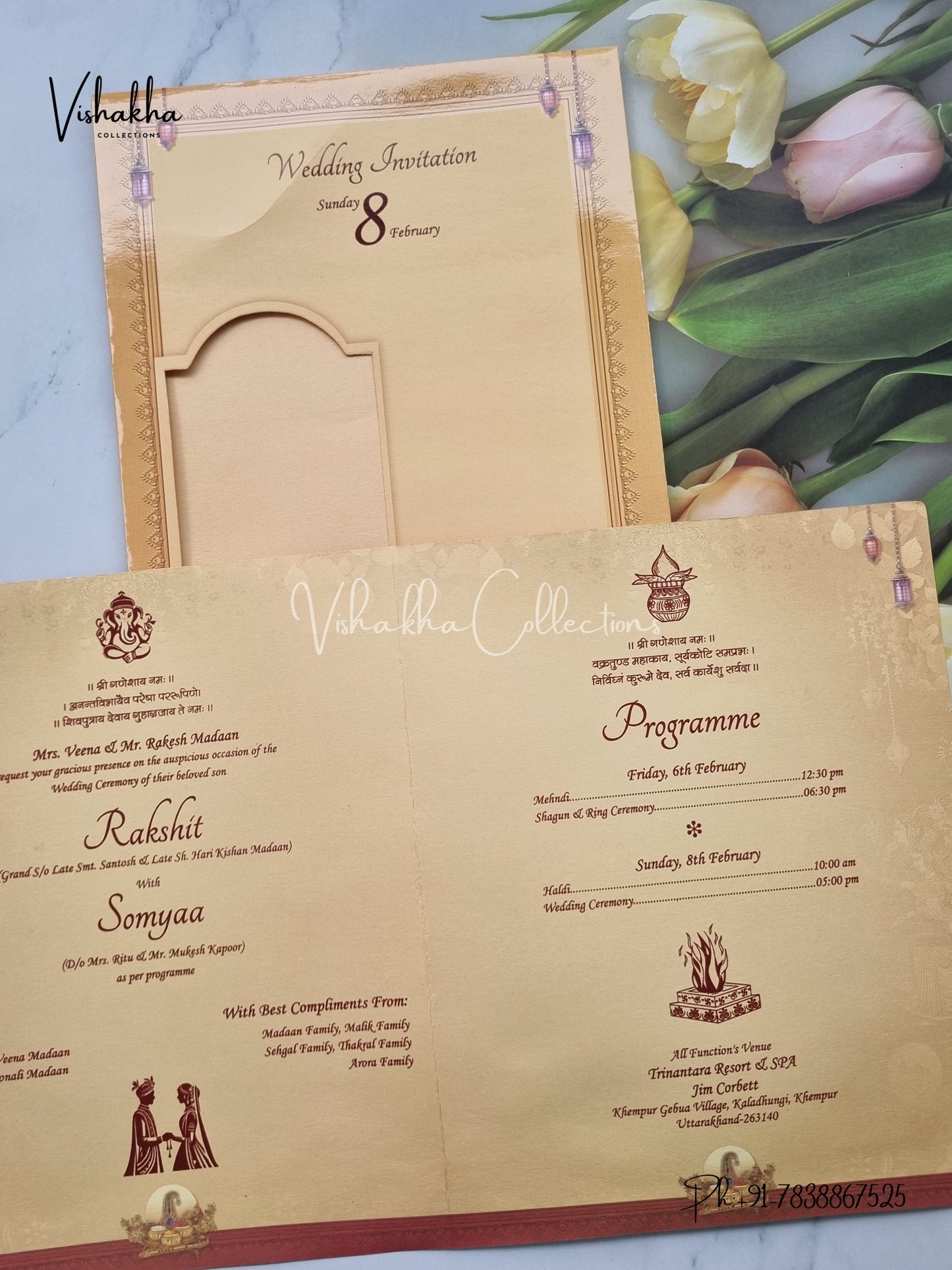 Ganesh Ji Dulah Dulhan Hindu invitation Cards EJ-5086