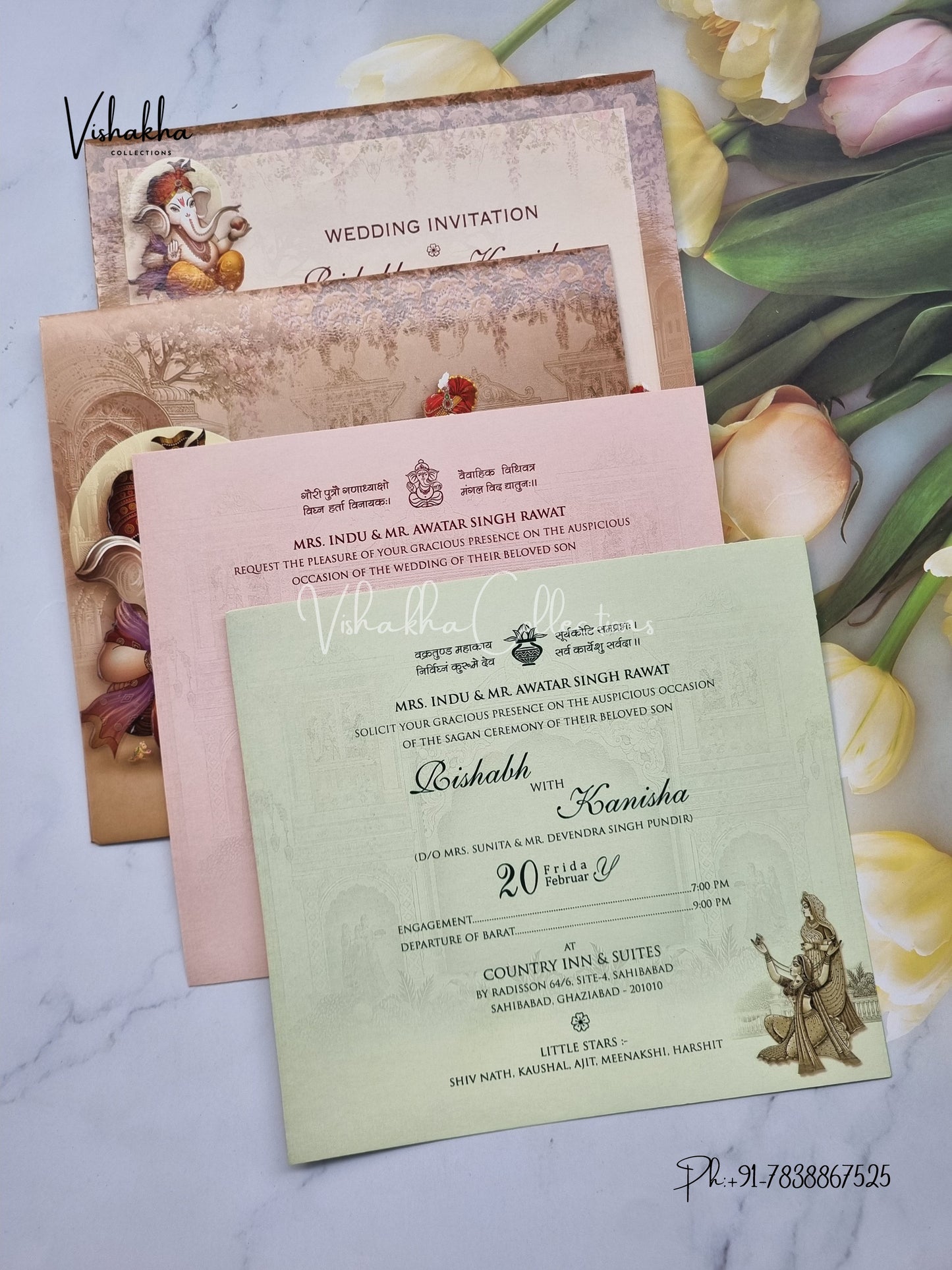 Ganesh Ji Dulah Dulhan Hindu invitation Cards EJ-5088