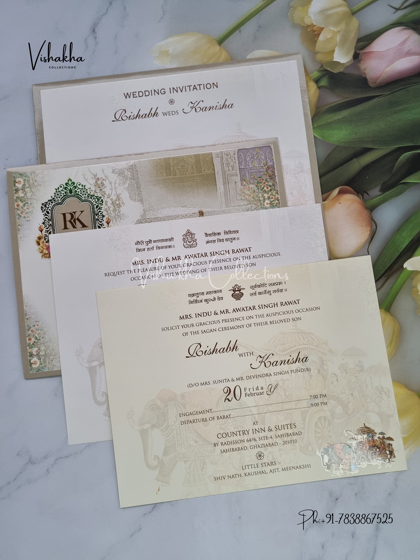 Barat Dulah Dulhan Hindu Sikh invitation Cards EJ-5090