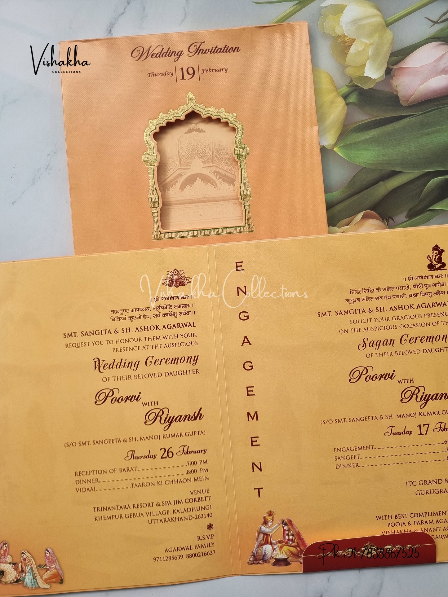 Semi Box Ganesh Ji Hindu invitation Cards EJ-5125