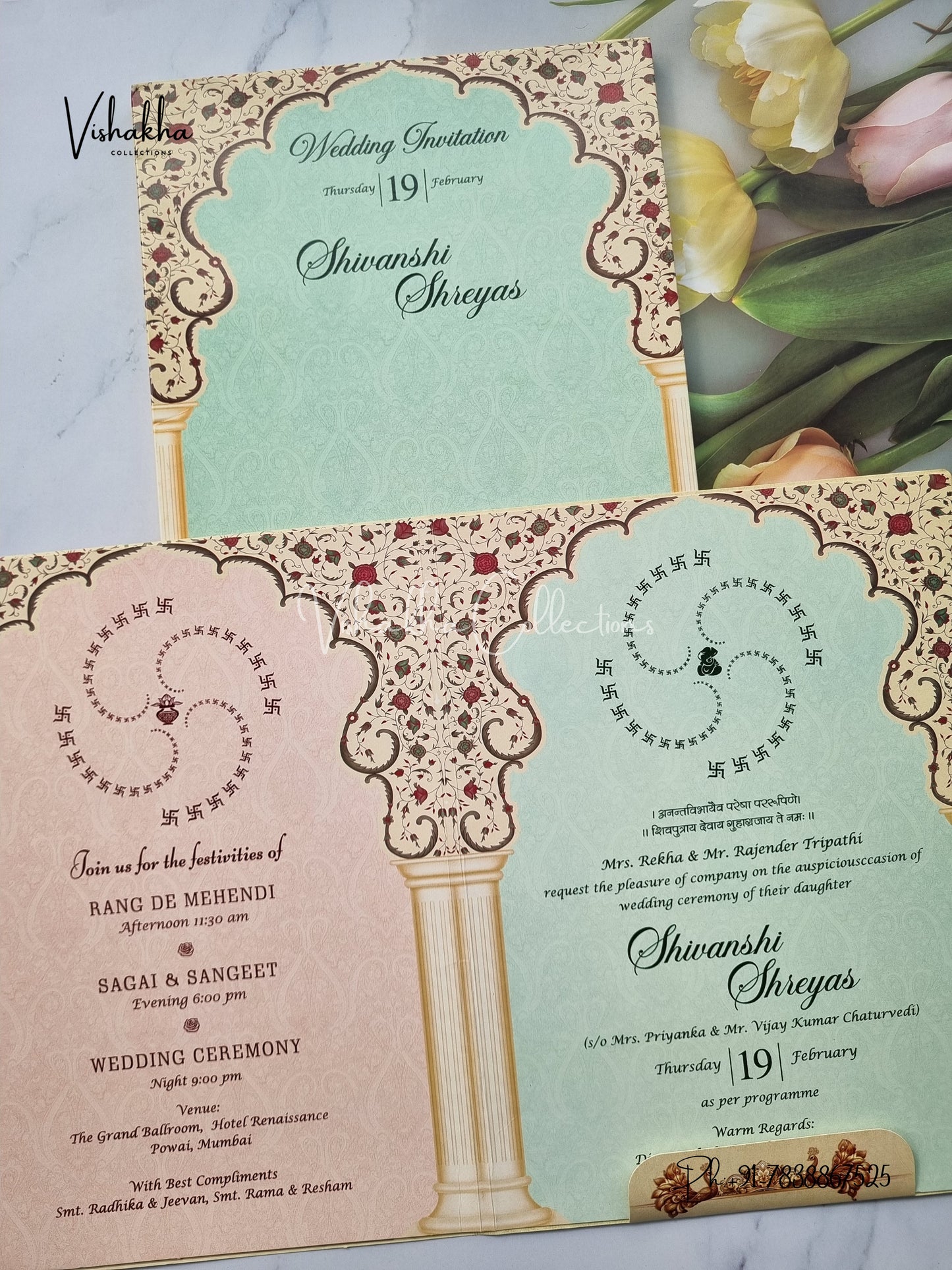 Radha Krishna Semi Box Hindu invitation Cards EJ-5126