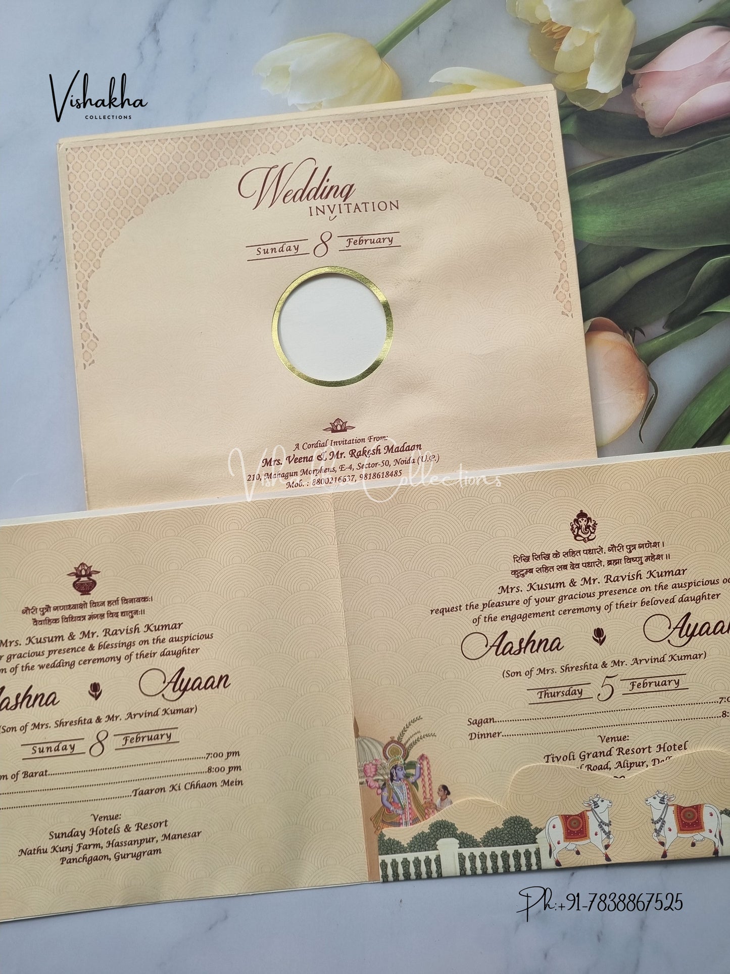Semi Box Hindu invitation Cards EJ-5140