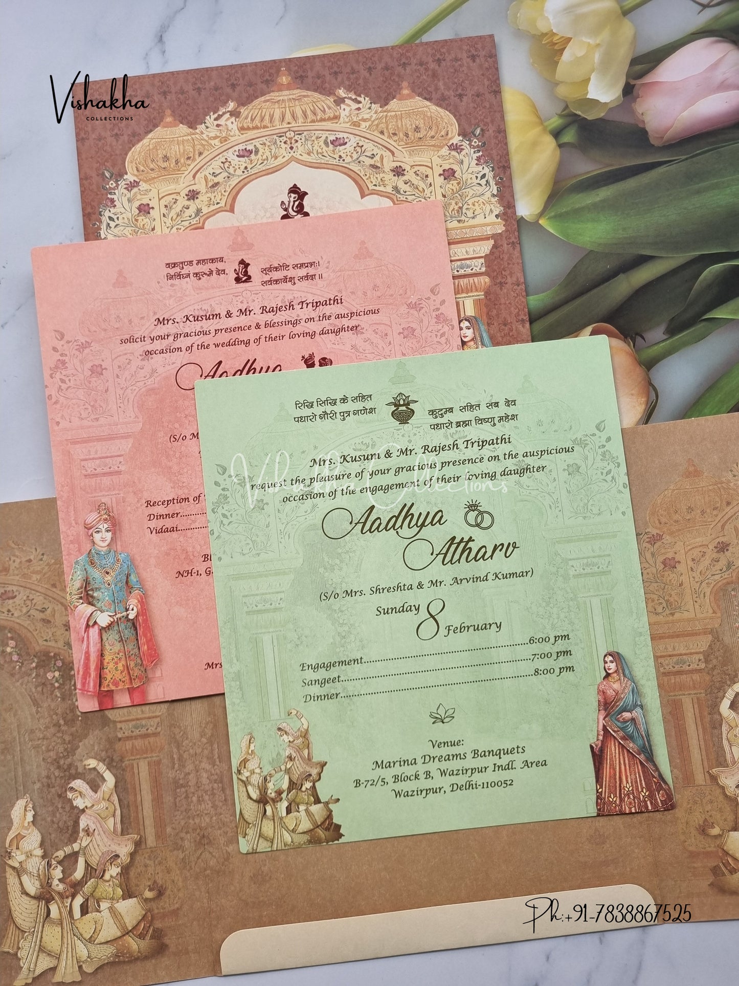 Dulah Dulhan Double Door Hindu Sikh invitation Cards EJ-5143