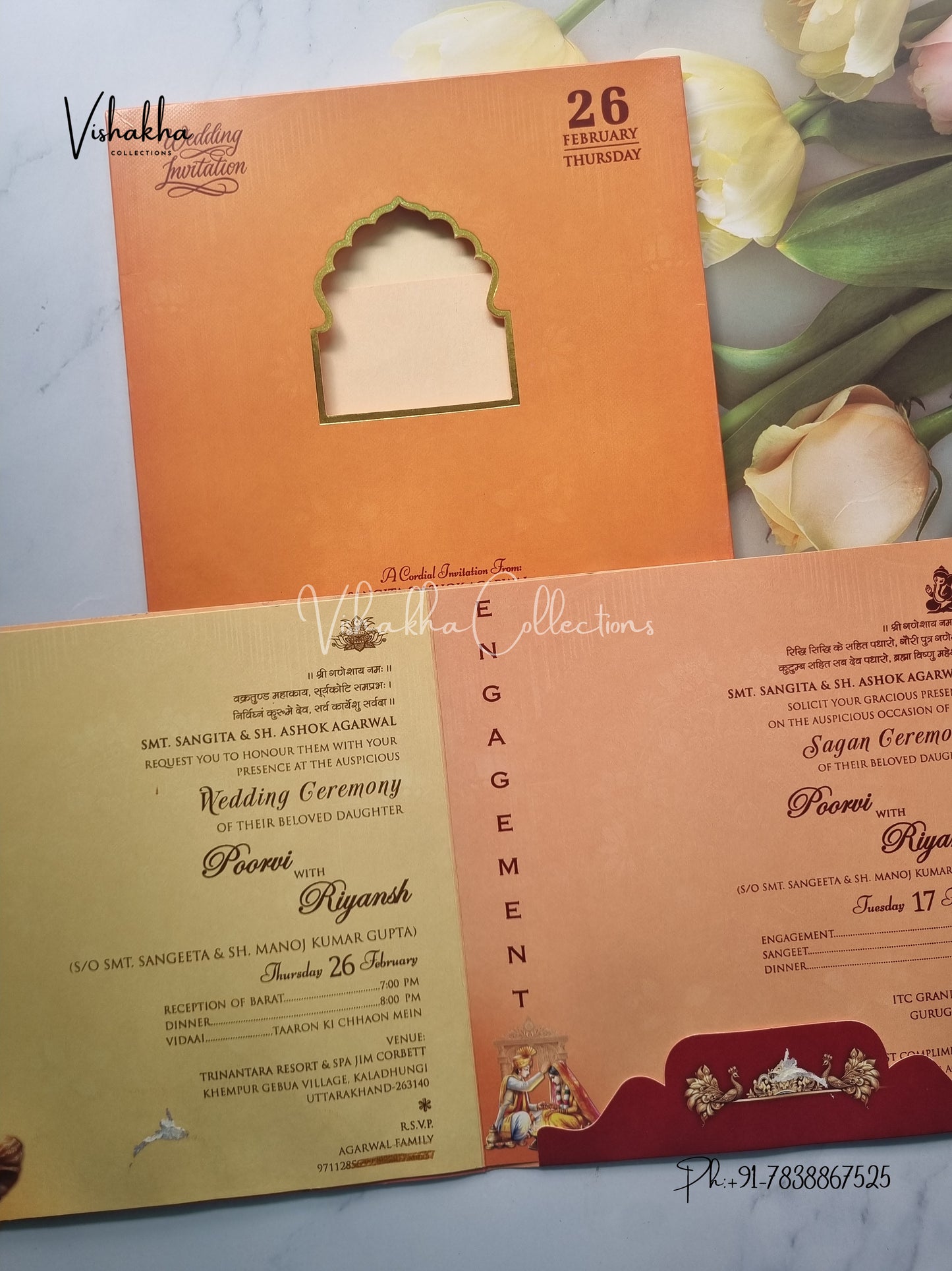 Semi Box Ganesh Ji Hindu invitation Cards EJ-5145