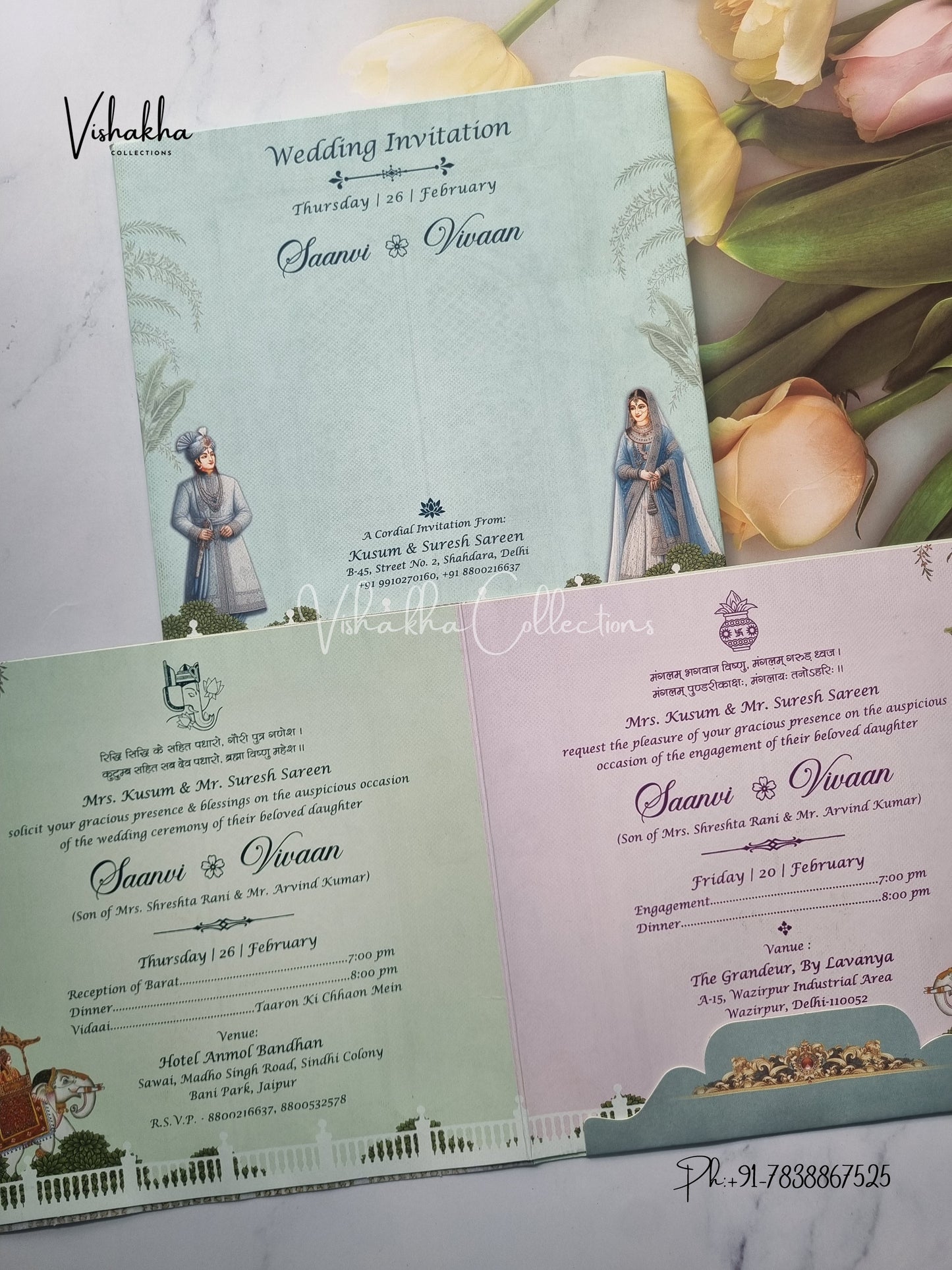 Semi Box Dulah Dulhan Hindu Sikh invitation Cards EJ-5146